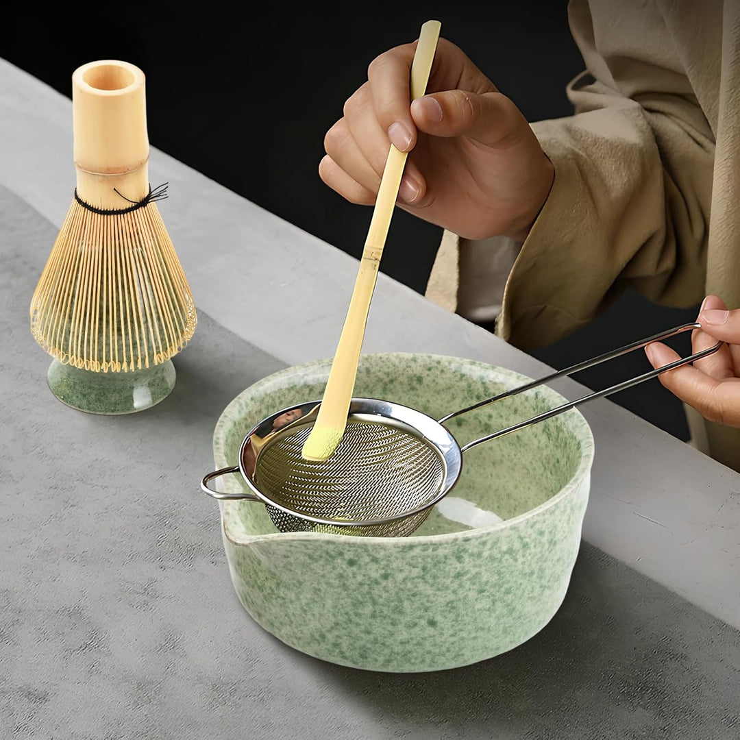 5 in 1 Matcha Set Japanisches Matcha Tee Set mit Matcha Besen, Matcha Schale mit Ausgiesser, Matcha