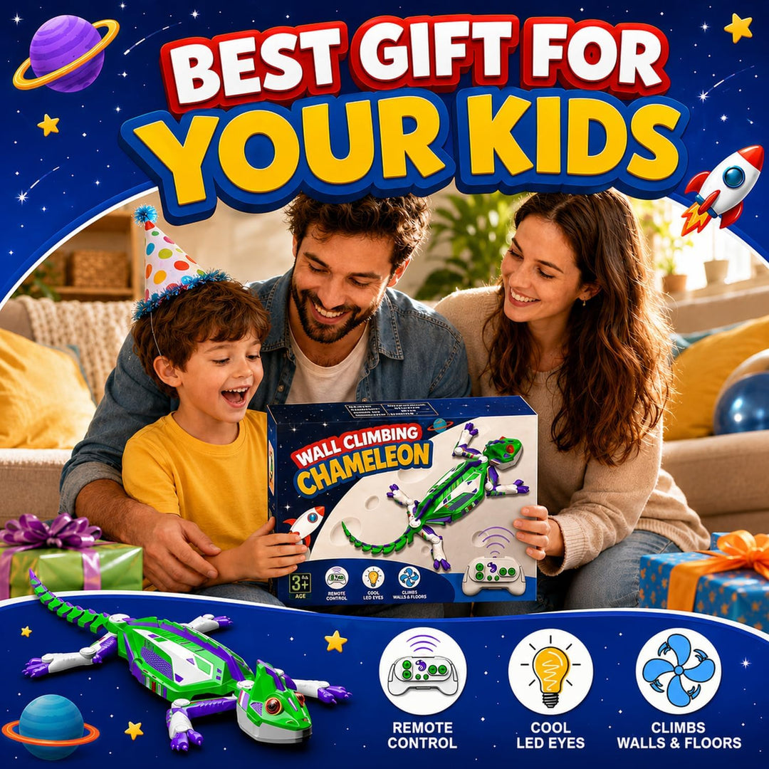 PandaHome Gecko Wandflitzer, Ferngesteuert Gecko mit LED-Augen | Aufladbar, Wand-/Bodenmodus, 360°-D