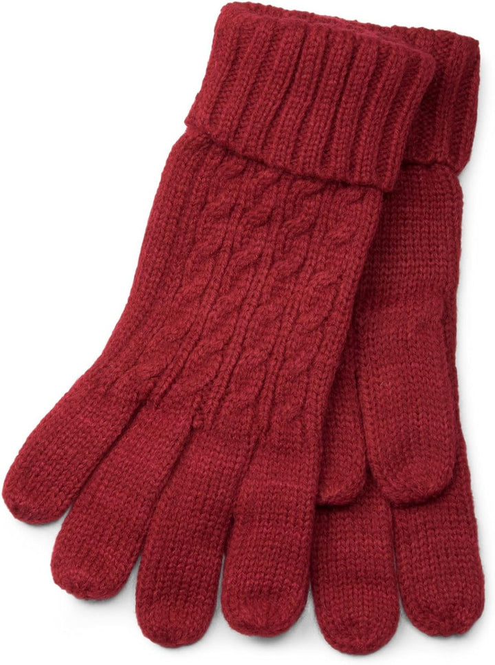 styleBREAKER Schal, Mütze und Handschuh Set, Zopfmuster Strickschal mit Bommelmütze und Handschuhe,