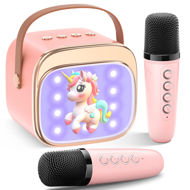 Karaoke Maschine mit 2 Mikrofonen：[Haute Couture ] Einhorn Geschenke Für Mädchen - Bluetooth Karaoke