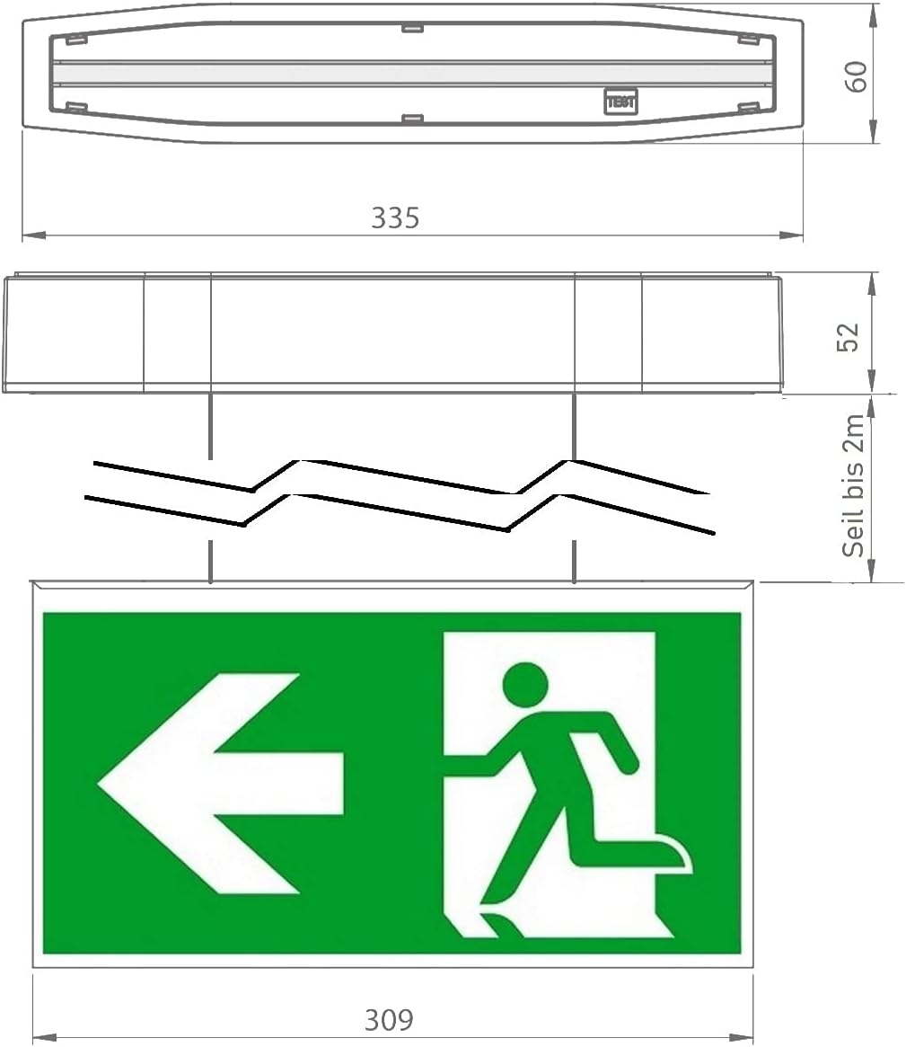 RR-NORD Notleuchte LED Notbeleuchtung Rettungszeichenleuchte Fluchtwegleuchte Decke Einbau (Pfeil na