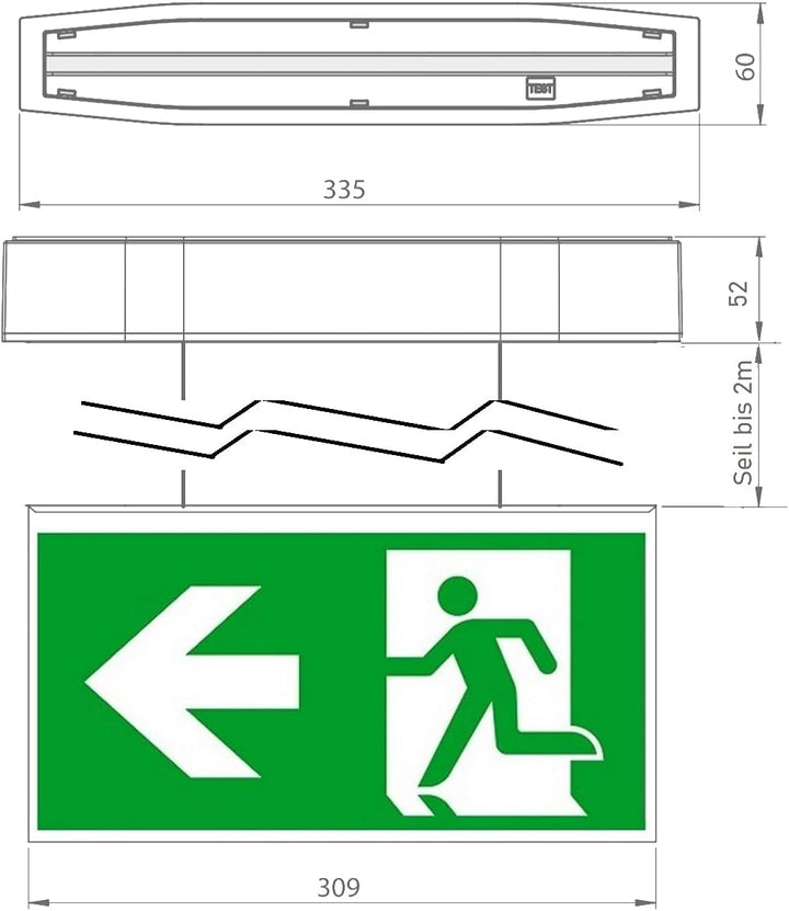 RR-NORD Notleuchte LED Notbeleuchtung Rettungszeichenleuchte Fluchtwegleuchte Decke Einbau (Pfeil na