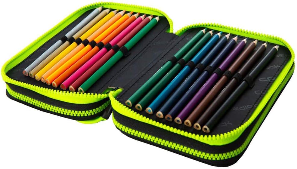 CoolPack 3-Fach 44-teilig Mäppchen Federmappe Federtasche, Green Badges B67151 XXL Federtasche, fede