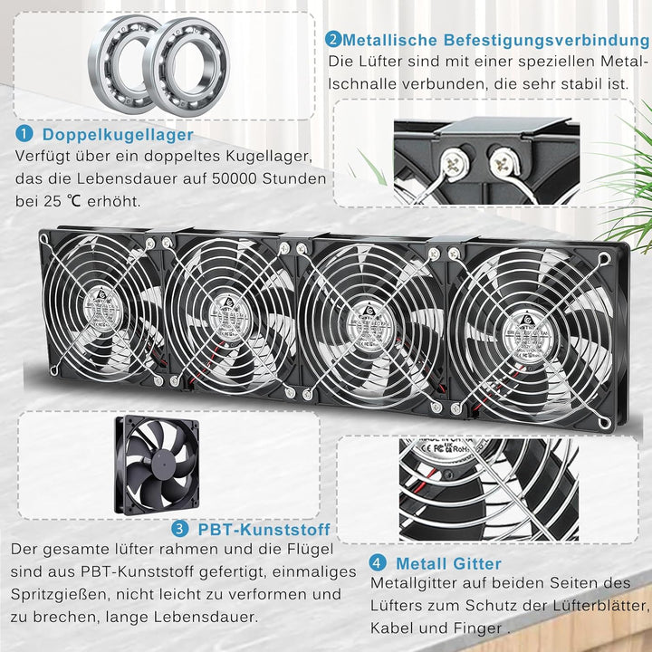 GDSTIME 4 x 120mm Lüfter DC 12V Computer Lüfter Mit AC 230V Lüfter Geschwindigkeitskontrolle einstel