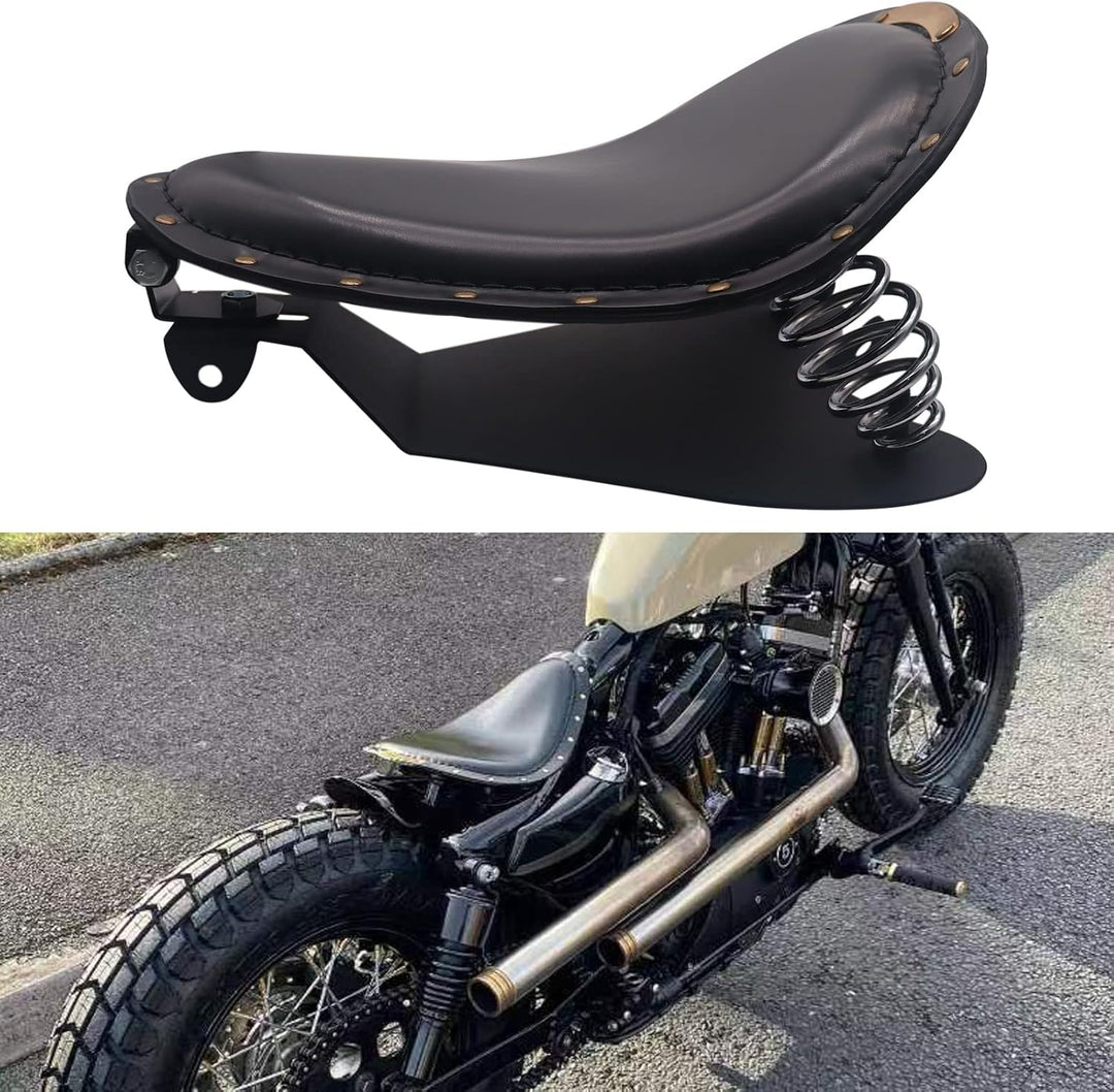 BREDUXSER Motorrad Bobber Sitz, Motorrad Solo Sitz Mit Federhalterung Grundplatte Für Sportster Acht