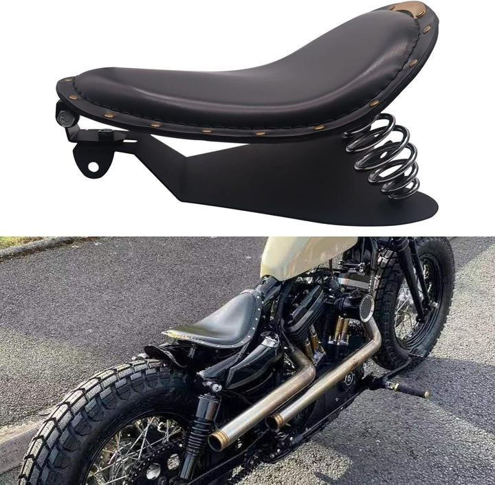 BREDUXSER Motorrad Bobber Sitz, Motorrad Solo Sitz Mit Federhalterung Grundplatte Für Sportster Acht