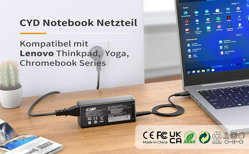 CYD 20V 90W Notebook-Netzteil für Lenovo-Ladekabel-Laptop-Ladegerät Lenovo Thinkpad X1 T460 T450 T43