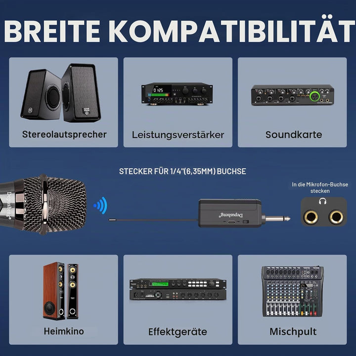 Depusheng Drahtlose Mikrofone, Dual-Karaoke-Mikrofonsystem, Microfonos Inalambricos mit wiederauflad