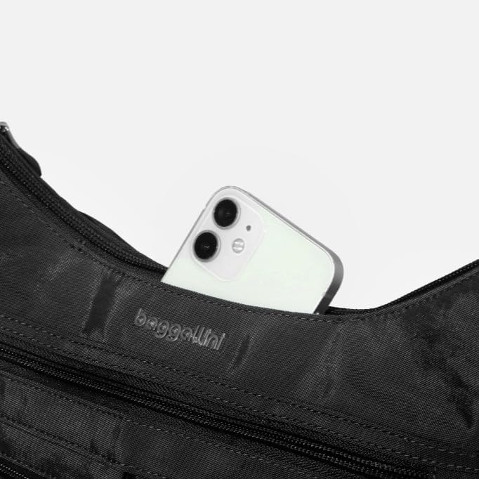 Baggallini Moderne Everywhere Bag - Hobo Crossbody Taschen für Damen mit RFID Geldbörse Schwarze Gep