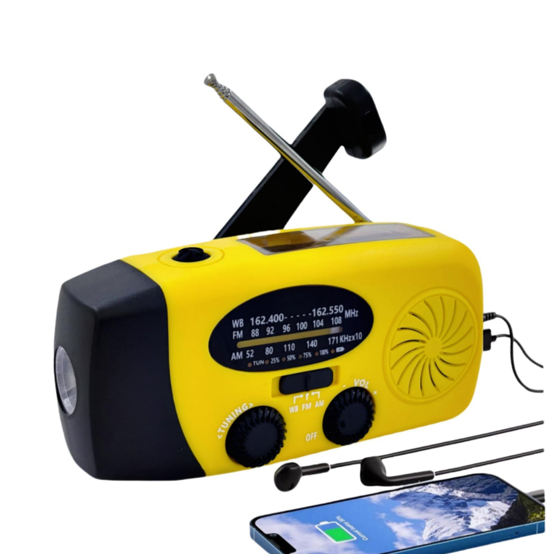 Notfall-Solarradio, tragbares Kurbelradio mit LED-Taschenlampe, wiederaufladbares 5000mAh-Netzteil,