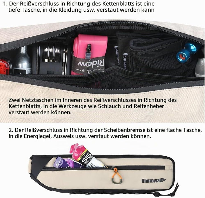 Rhinowalk Fahrrad Rahmentasche wasserdicht Oberrohr Tasche mit Seitenfächern Pumpenhalter Kabelführu