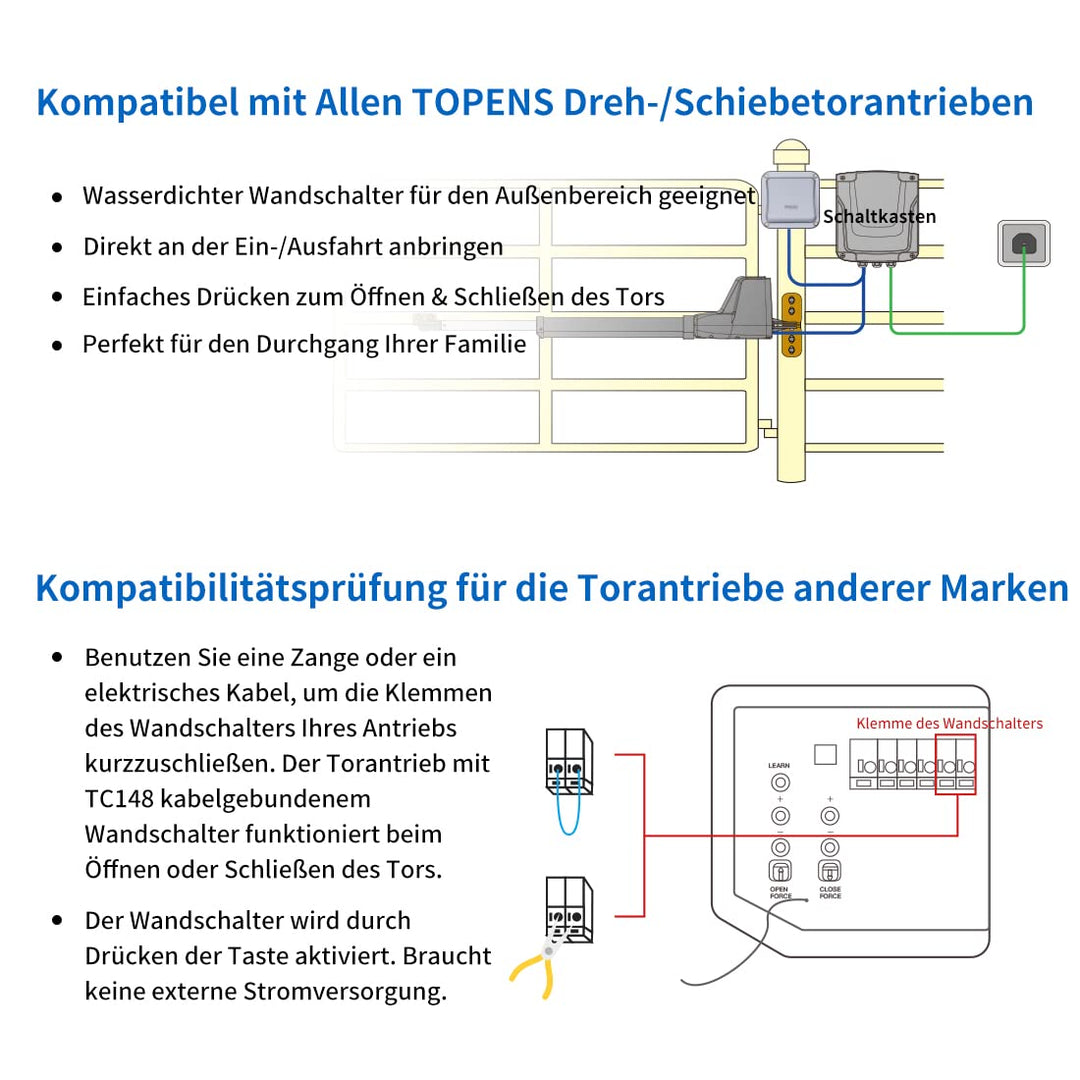 TOPENS TC148 Kabelgebundene Wandschalter Schalter Kippschalter Unterputzschalter Zugangskontrolle Ei