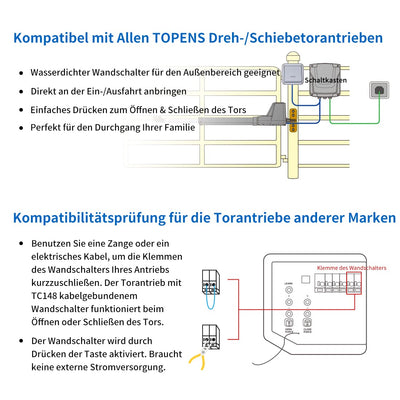 TOPENS TC148 Kabelgebundene Wandschalter Schalter Kippschalter Unterputzschalter Zugangskontrolle Ei