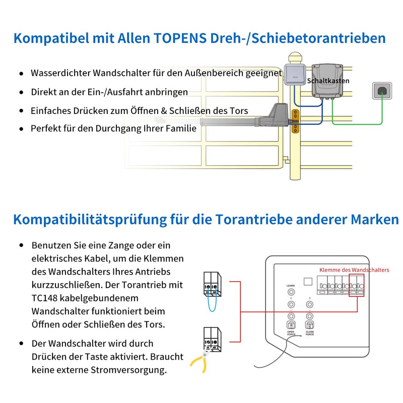 TOPENS TC148 Kabelgebundene Wandschalter Schalter Kippschalter Unterputzschalter Zugangskontrolle Ei