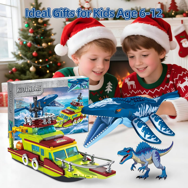 3 IN 1 Ozean Explore Dinosaurier Bauspielzeug Kompatibel mit Dinosaurier Park World, Schiff Boot & M