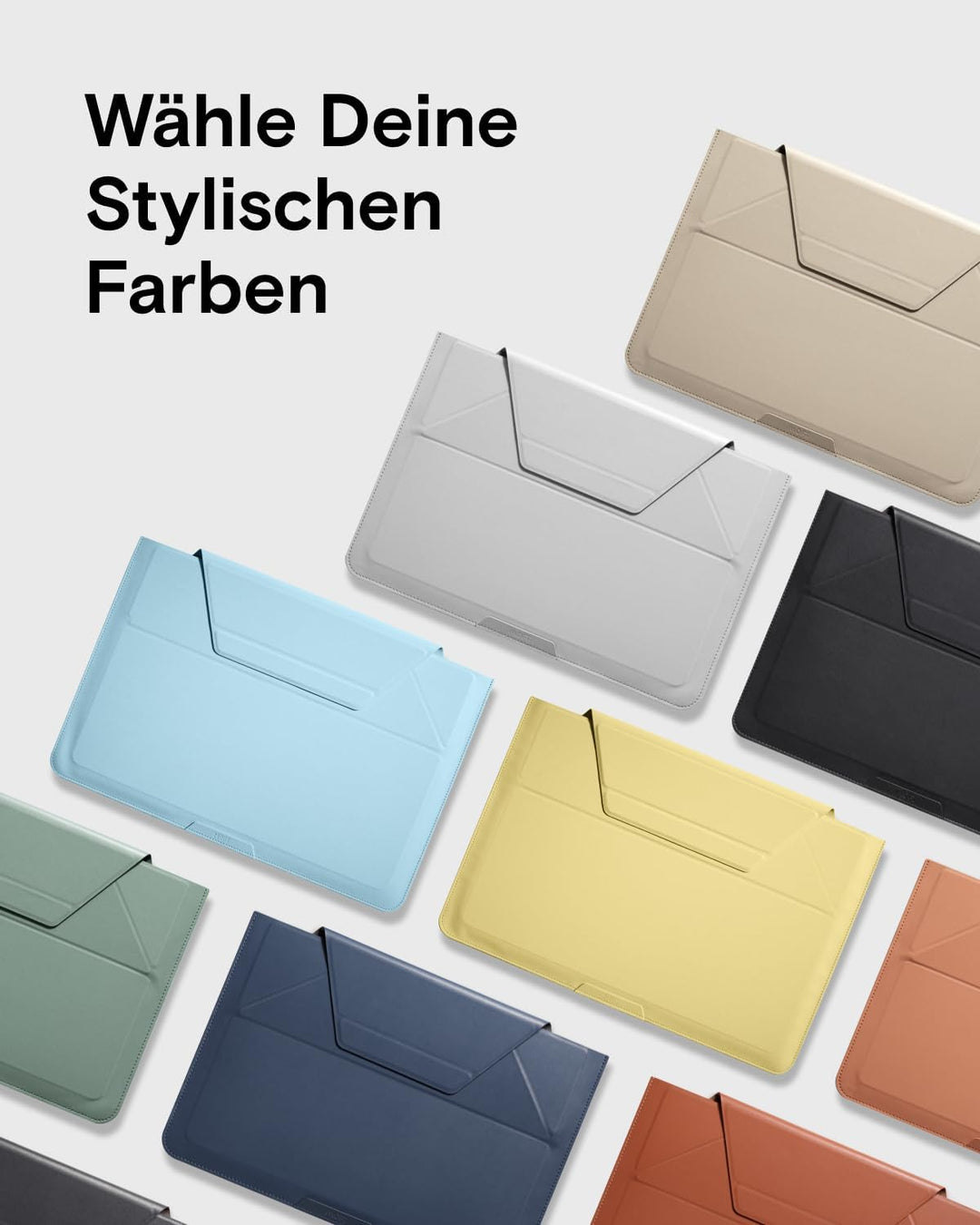 MOFT Laptoptasche Hülle & Laptop Ständer für 13,3 Zoll Laptop, Vegan Leder Laptoptasche mit Erweiter