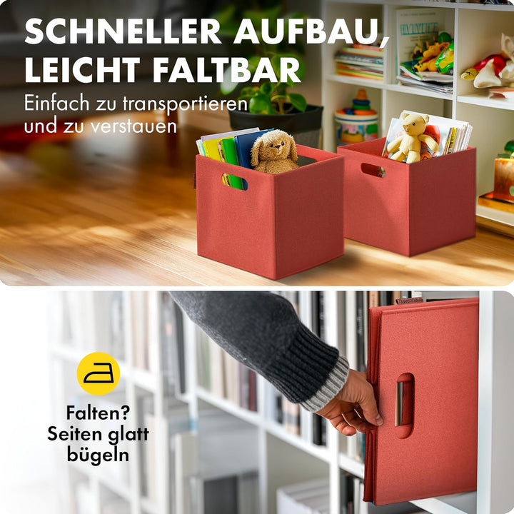 Filzkorb faltbar 6er Set peach pink 30x30x30cm | 6er Set Boxen Aufbewahrung Filz | Faltbox geeignet