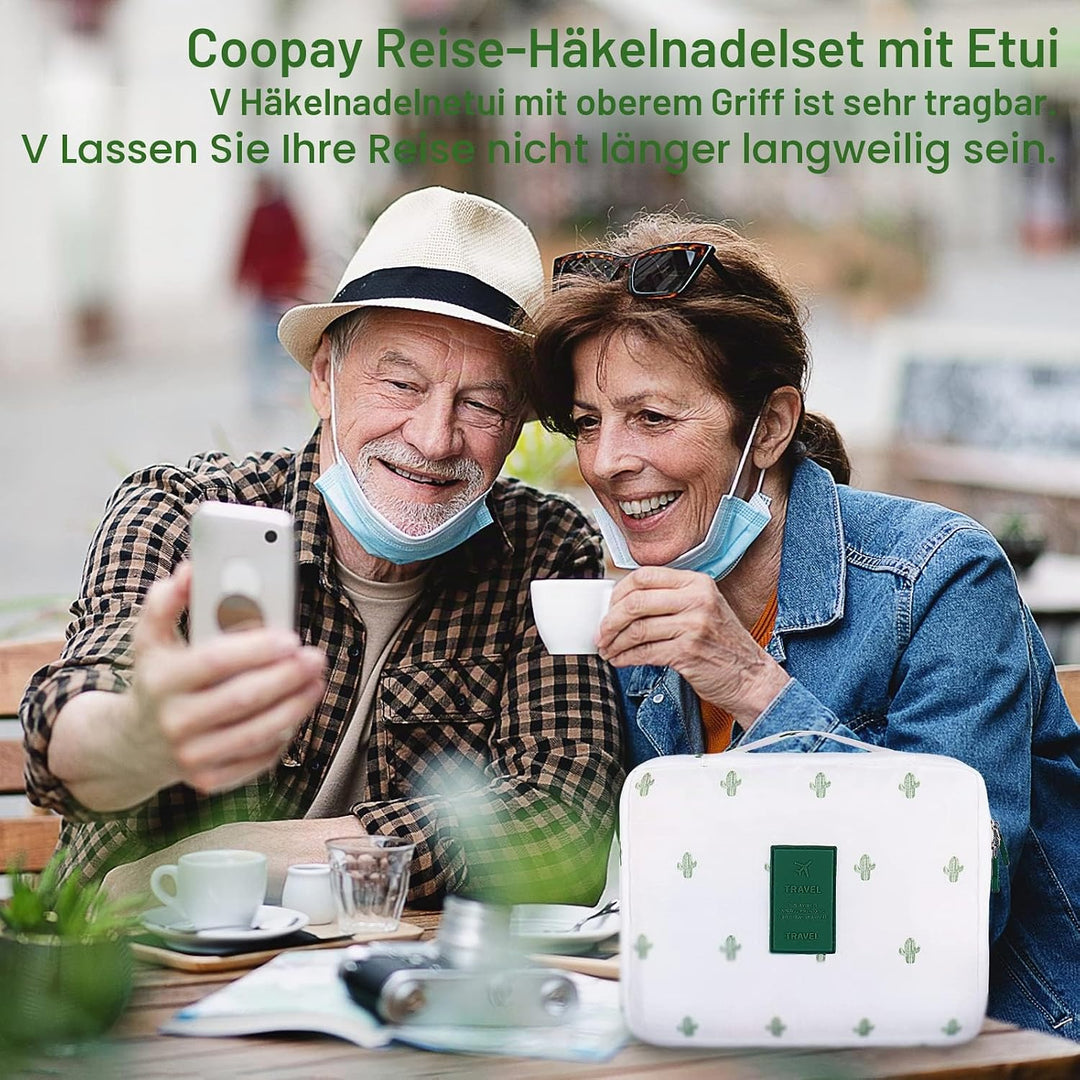 Coopay 58 Stück Häkelset für Anfänger, Inklusive Häkelnadeln mit Weicher Griff, Spitze Häkelnadel, H
