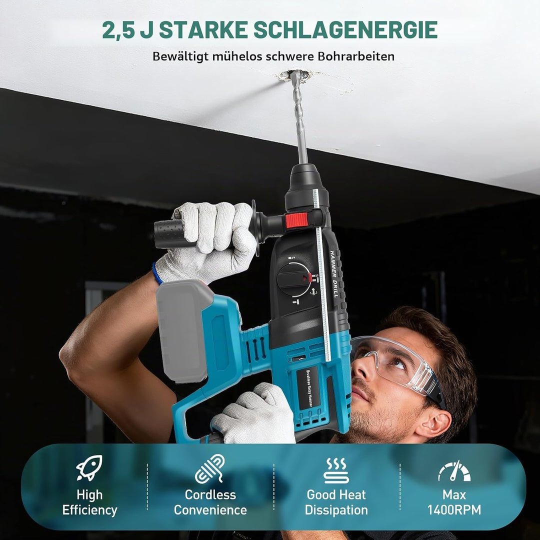 Batteriehammerbohrer für professionelles 18 V System, Haedswer kompatibel mit der Makita 18 V Batter