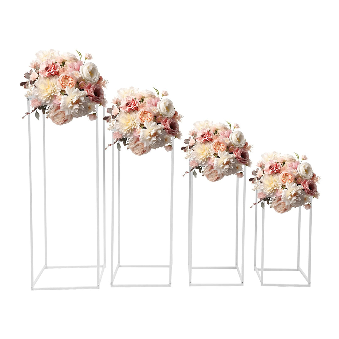 4 Stück Blumensäule Metall Hochzeitsvase Blumensäule Quadratisch Pflanzensäule Dekosäule Blumenhocke
