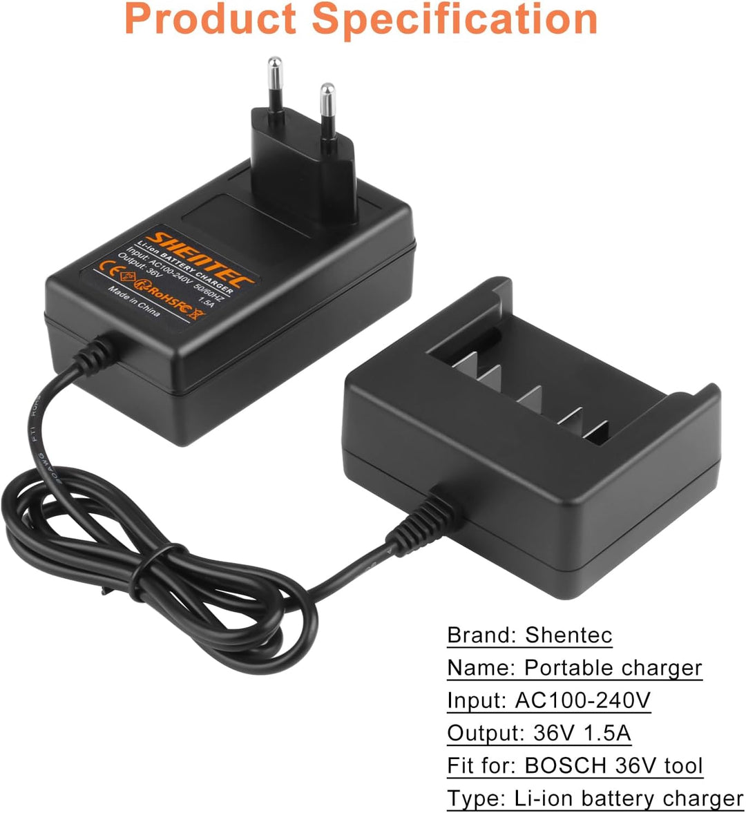 Shentec 36V Lithium akku Ladegerät für Bosch Rotak 32 LI 34 LI 37 LI 43 LI 1600Z0003C
