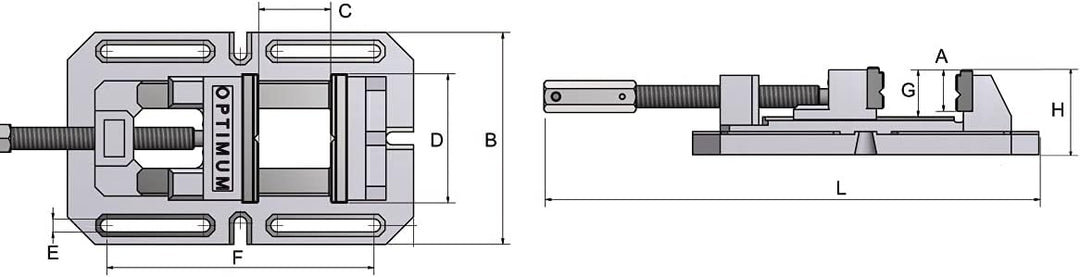 Optimum Bohrmaschinenschraubstock BSI 200 (Backenbreite, Spannweite 200 mm, Prismenbacken), 3000220
