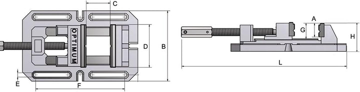 Optimum Bohrmaschinenschraubstock BSI 200 (Backenbreite, Spannweite 200 mm, Prismenbacken), 3000220