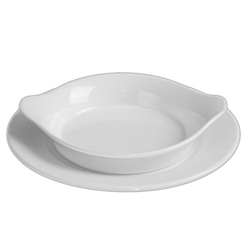 Holst Porzellan WA 210618 SET 2 Gratinschale & Eierpfanne rund 18 cm a. Teller VLT, weiss, 24 x 24 x