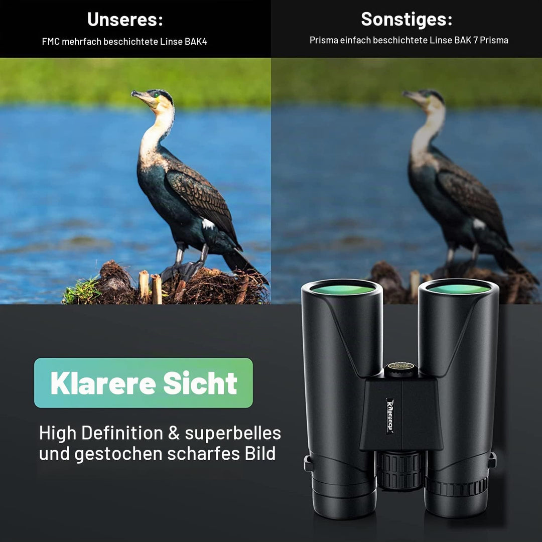 Kylietech Fernglas 12x42 HD Kompakte Ferngläser wasserdicht für Vogelbeobachtung, Wandern, Jagd, Sig