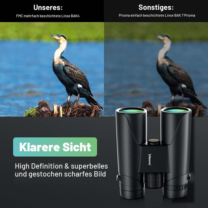 Kylietech Fernglas 12x42 HD Kompakte Ferngläser wasserdicht für Vogelbeobachtung, Wandern, Jagd, Sig