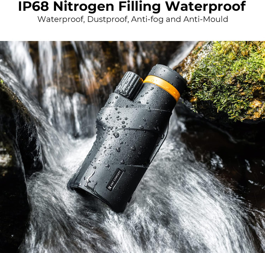 K&F Concept 12x50 HD Monokular Teleskop IP68 Wasserdicht Handy Fernrohr mit Arca-Schnittstelle mit T