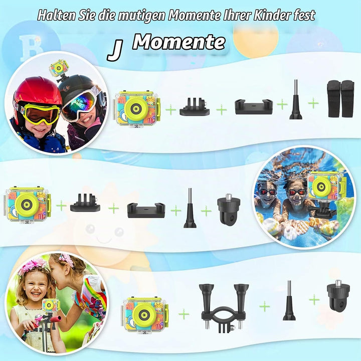 CHAKEYAKE Kinderkamera, 1080P HD Digitalkamera Kinder, Fotoapparat Wasserdicht Kamera Kinder für Out