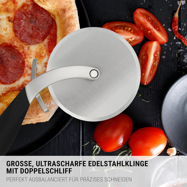 Microplane Professional XL Pizza‑Cutter Wheel mit Teig‑Docker | Extra‑scharfes Edelstahl‑Rad 10cm Pr