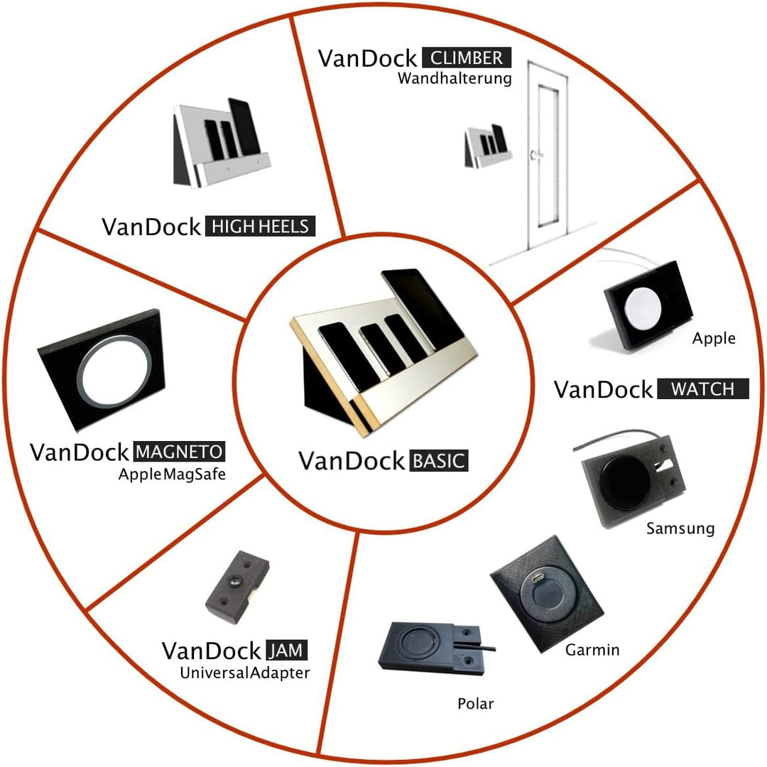 VanDock 27 Dockingstation - Handwerk aus Österreich - Kabelfreier Look (Die Ladestation für Handys,