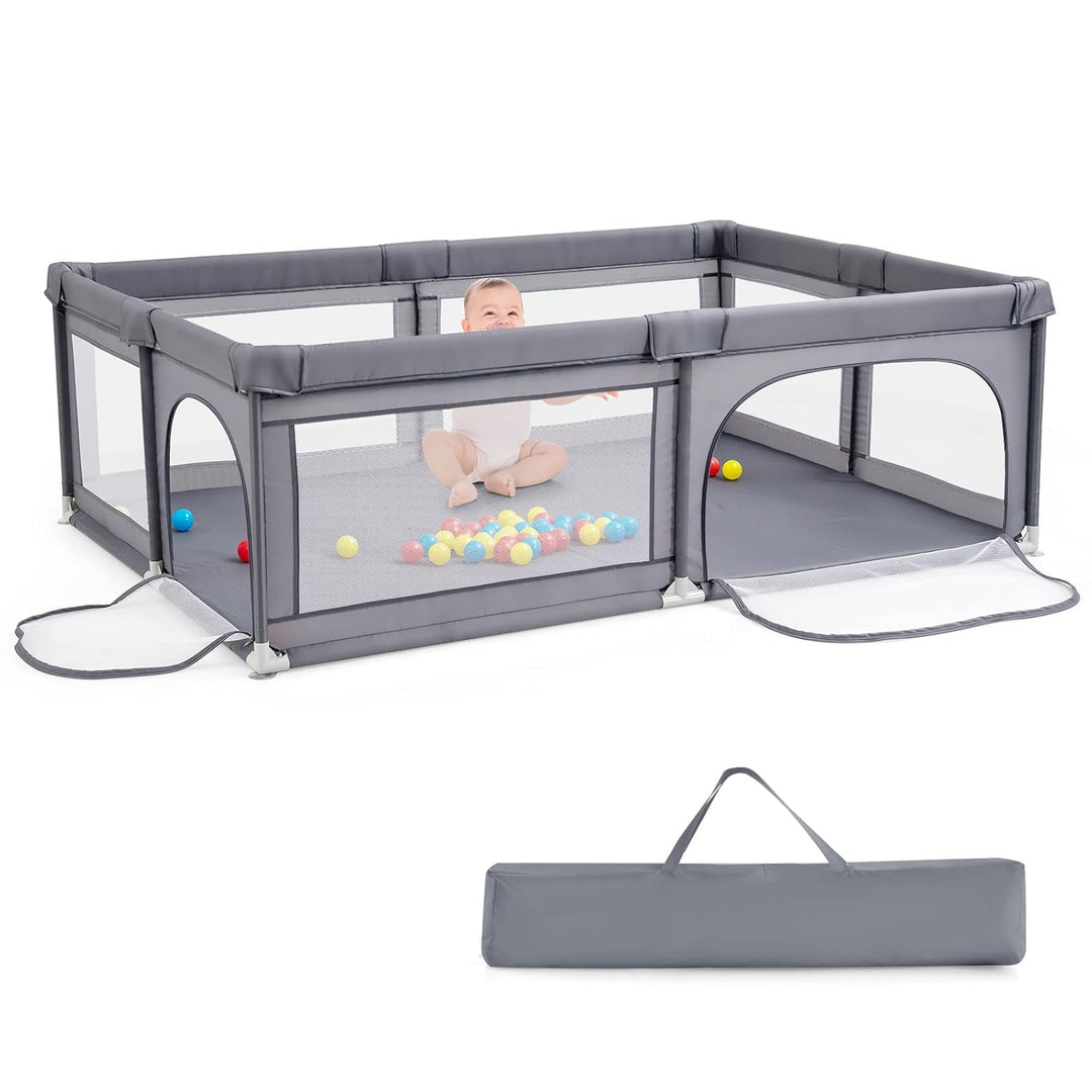 GOPLUS Baby Laufstall mit 50 Spielbällen, Krabbelgitter für Kleinkinder & Säulinge, Laufgitterzelt m