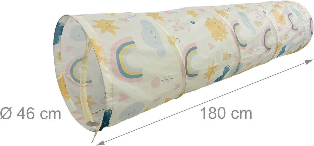 Relaxdays Spieltunnel Regenbogen, farbenfroher Krabbeltunnel, Kinder, BxD: 180 x 45 cm, Pop-up Tunne