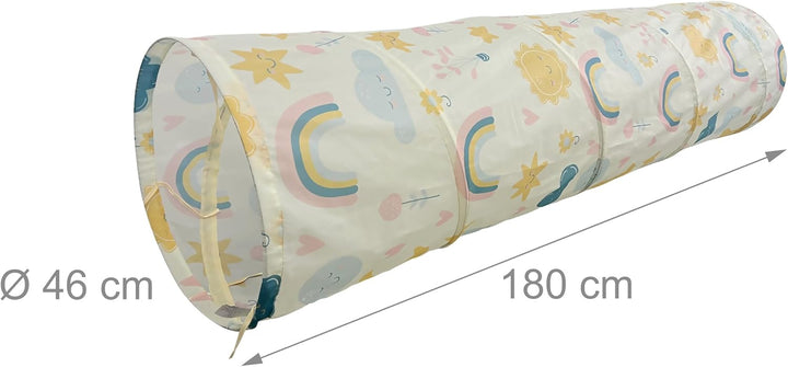 Relaxdays Spieltunnel Regenbogen, farbenfroher Krabbeltunnel, Kinder, BxD: 180 x 45 cm, Pop-up Tunne