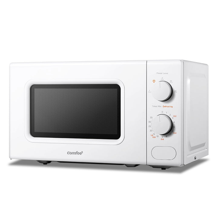 COMFEE' Mikrowelle Weiss, 20 Liter, 700 W, 5 Leistungsstufen, Schnellauftaufunktion, manueller Timer
