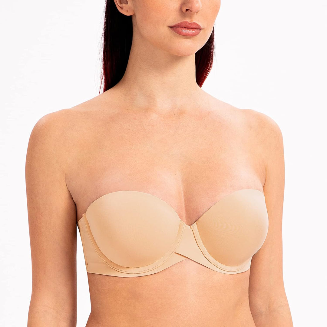 MELENECA Damen Push-Up Trägerlos BH - Bügel BH mit geformte Cups 70B Sonnenkuss, 70B Sonnenkuss