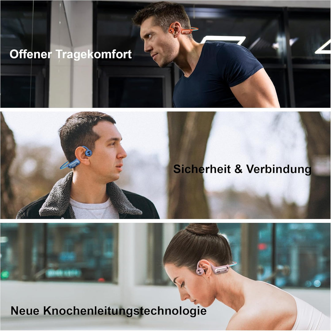 Knochenschall Kopfhörer Schwimmen IP68 Wasserdicht, 32GB Speicher MP3-Player & Bluetooth 5.4, Open E