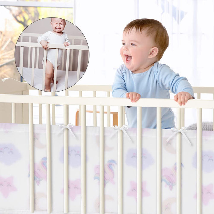Bettumrandung Babybett, 2 Stück Nestchen für Kinderbetten Kantenschutz Baby Babybett, Atmungsaktive