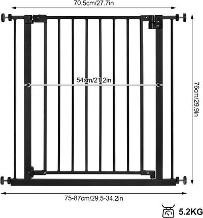 WOLTU Treppenschutzgitter, Türschutzgitter, Absperrgitter, Türgitter, 75-87 cm, mit/ohne Bohren, Aut