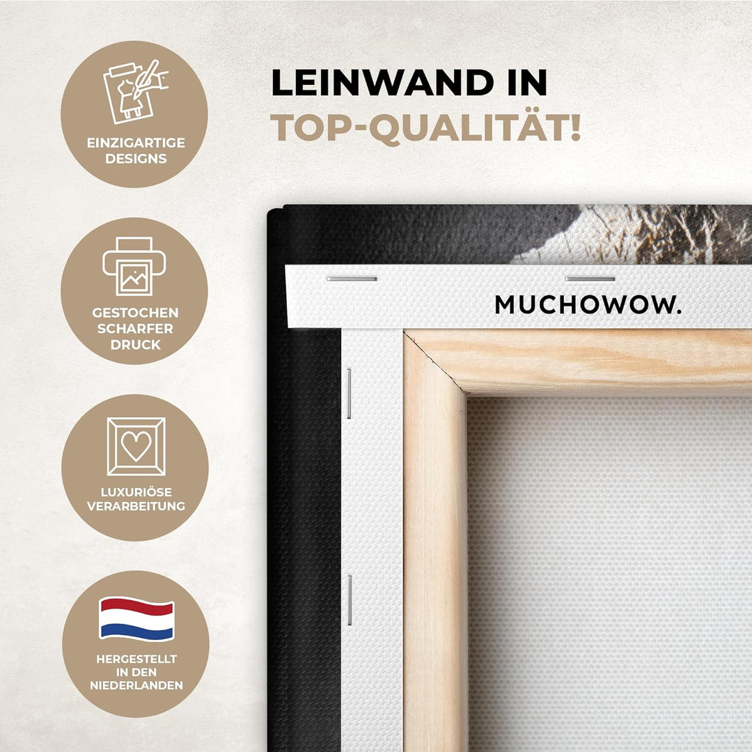 MuchoWow© Bild auf Leinwand 60x90 cm Schlafzimmer Bilder Wand Goldene Deko Wohnzimmer Modern Wanddek