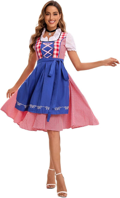 thematys Dirndl midi mit Schürze Damen | Dirndl-Bluse | Oktoberfest | Trachtenkleid | Trachtenmode K