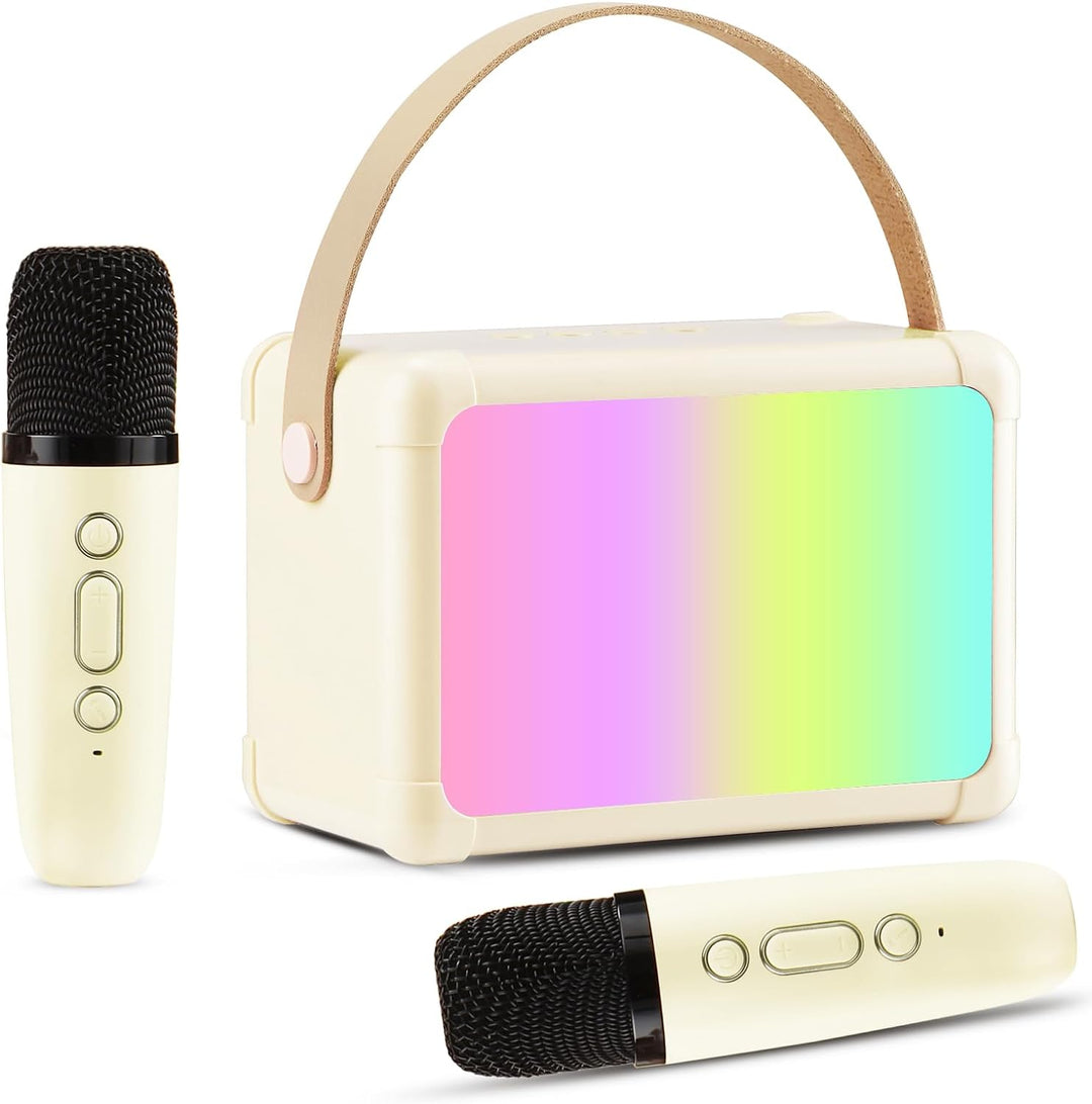 Giecy Karaoke-Maschine mit 2 mikrofonen, Mini Bluetooth Karaoke Anlage mit mikrofon Kinder, PA-Syste