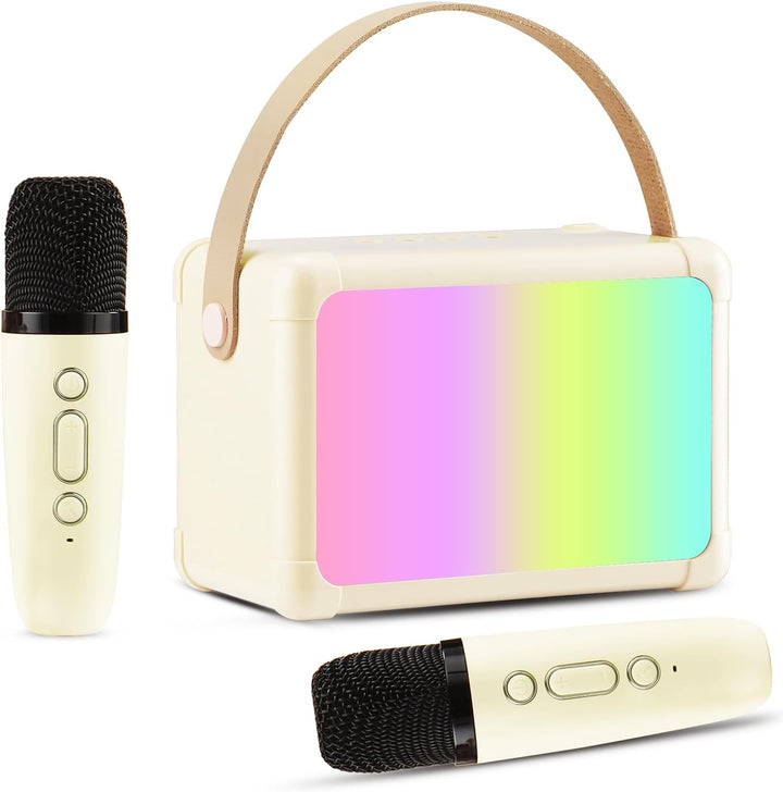 Giecy Karaoke-Maschine mit 2 mikrofonen, Mini Bluetooth Karaoke Anlage mit mikrofon Kinder, PA-Syste