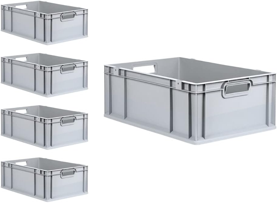 PROREGAL SuperSparSet 5x Eurobox NextGen Grip | HxBxT 22x40x60cm | 44 Liter | Griffe offen | Verstär