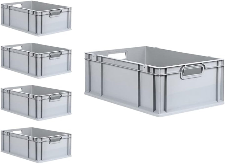 PROREGAL SuperSparSet 5x Eurobox NextGen Grip | HxBxT 22x40x60cm | 44 Liter | Griffe offen | Verstär
