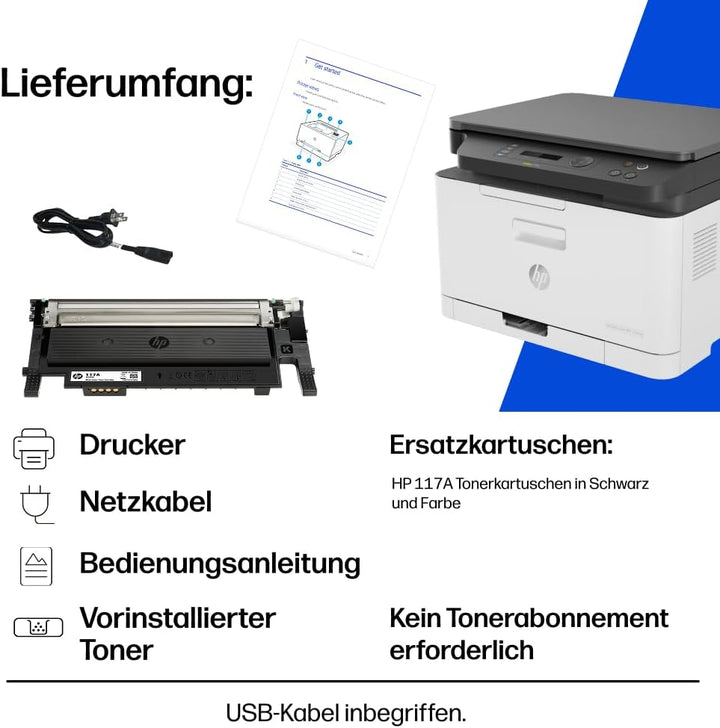 HP Color Laser 178nwg Multifunktions-Farblaserdrucker (Drucker, Scanner, Kopierer, WLAN, Airprint),