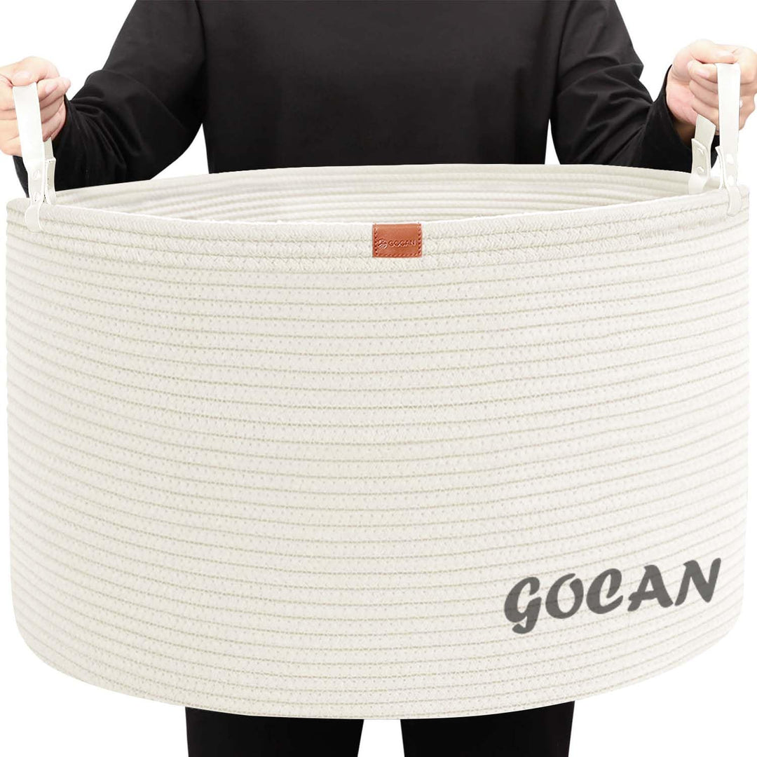 GOCAN XXXL Gross Wäschekorb Aufbewahrungskorb für Spielzeug Baumwolle Seil Korb D55 X H35cm Korb zur